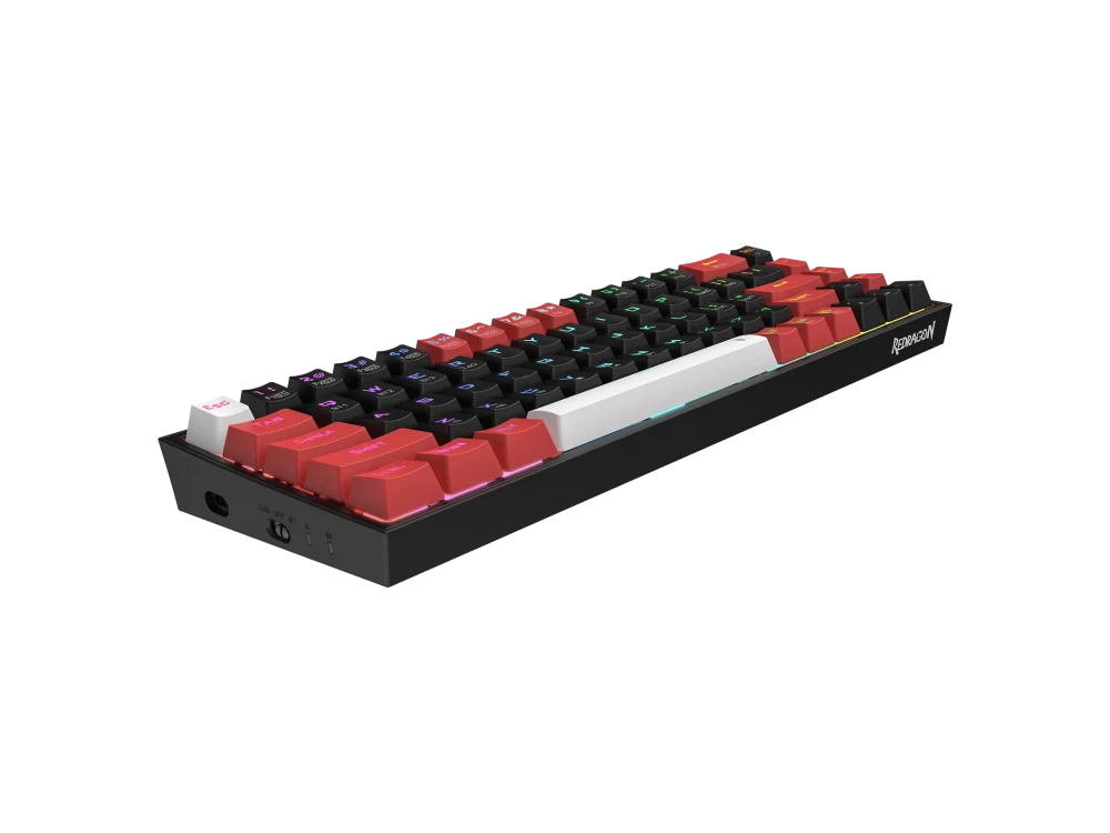 Redragon CASTOR K631 PRO 3-Mode Ασύρματο Gaming Μηχανικό Πληκτρολόγιο (US layout) 65% με Outemu Red Switches & RGB φωτισμό